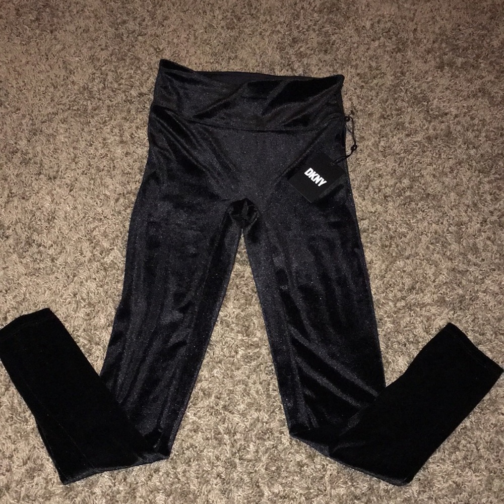 - DKNY BLACK VELVET NWT HIGH WAIST LEGGINGS size small - Picture 3 of 5